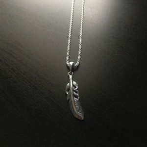 Solid Silver Feather Pendant Chain